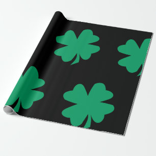 Papel De Presente Padrão Shamrock Black Green Dia de São Patrício 20