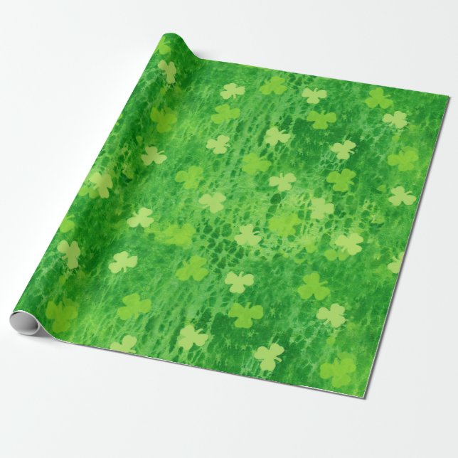 Papel De Presente Padrão Shamrock - Vestido Irlandês - Papel De Enro (Desenrolado)