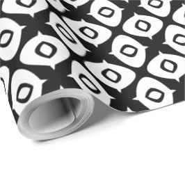 Papel De Presente Padrão Simétrico Arabesco Preto e Branco em Negrit
