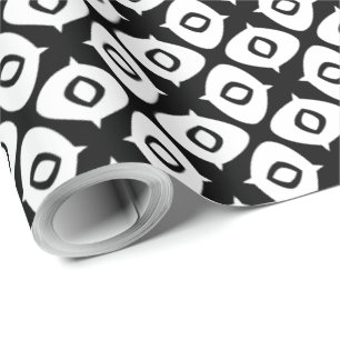Papel De Presente Padrão Simétrico Arabesco Preto e Branco em Negrit