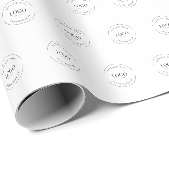 Papel De Presente Padrão simples de branding empresarial com logotip (Ponta do rolo)