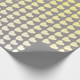 Papel De Presente Padrão Simples de Coração Amarelo Cinza Feminino