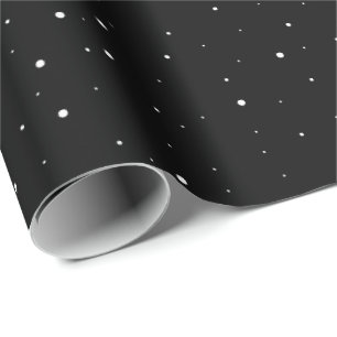 Papel De Presente Padrão Simples de Floco de Neve Preto e Branco