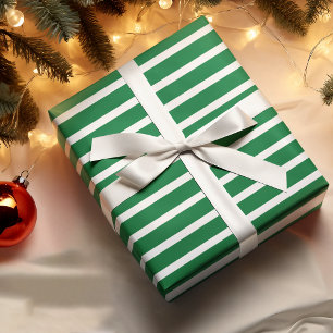 Papel De Presente Padrão Simples De Listras Brancas Em Verde
