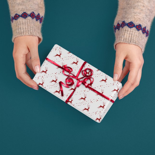 Papel De Presente Padrão Simples de Neve de Vermelhos de Natal (Criador carregado)