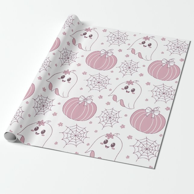 Papel De Presente Padrão Soft Goth Pastel de Halloween (Desenrolado)