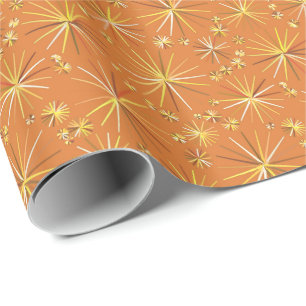 Papel De Presente Padrão Sputnik de meio século, Terracotta