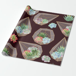 Papel De Presente Padrão suculento e cacto de alto detalhe