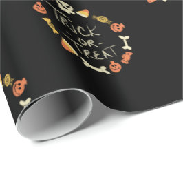 Papel De Presente Padrão Temático de Quadro Negro Fofo de Halloween