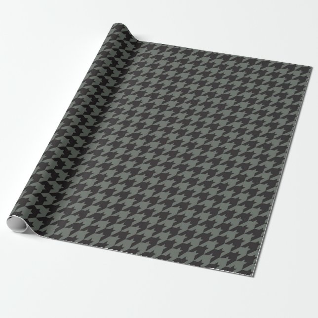 Papel De Presente Padrão Têxtil Verde Houndstooth (Desenrolado)