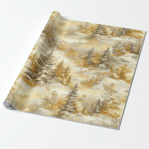 Papel De Presente Padrão Toile de Jouy Floresta de Inverno (1)