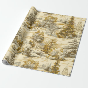 Papel De Presente Padrão Toile de Jouy Floresta de Inverno (4)