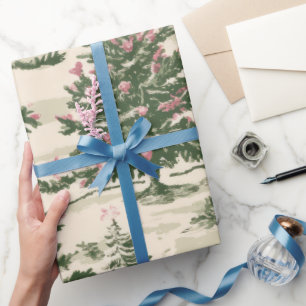 Papel De Presente Padrão Toile de Natal Vitoriano Vintage