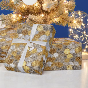 Papel De Presente Padrão tortuoso de ouro de Natal festivo