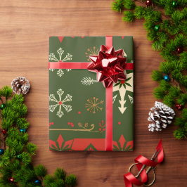 Papel De Presente Padrão tradicional de floco de neve de Natal