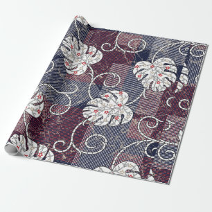 Papel De Presente padrão tradicional de listras e folhas