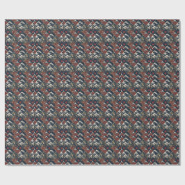 Papel De Presente Padrão Tradicional Japonês Samurai & Grande Onda