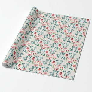 Papel De Presente Padrão tradicional verde e grande milenar vermelho
