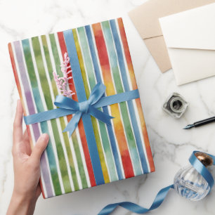 Papel De Presente Padrão Trendy Rainbow Colorful Stripe
