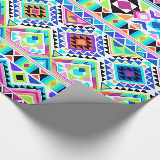 Papel De Presente Padrão Tribal Aztec Colorida Girly (Ponta)