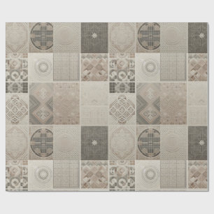 Papel De Presente Padrão Tribal Geométrico Retroativo