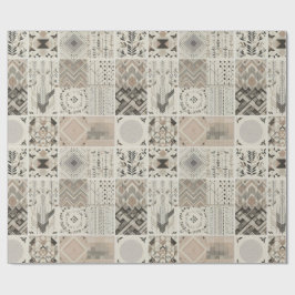 Papel De Presente Padrão Tribal Geométrico Retroativo