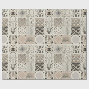 Papel De Presente Padrão Tribal Geométrico Retroativo