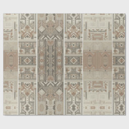 Papel De Presente Padrão Tribal Geométrico Retroativo