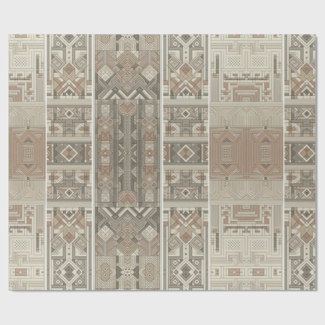 Papel De Presente Padrão Tribal Geométrico Retroativo (Aberto)
