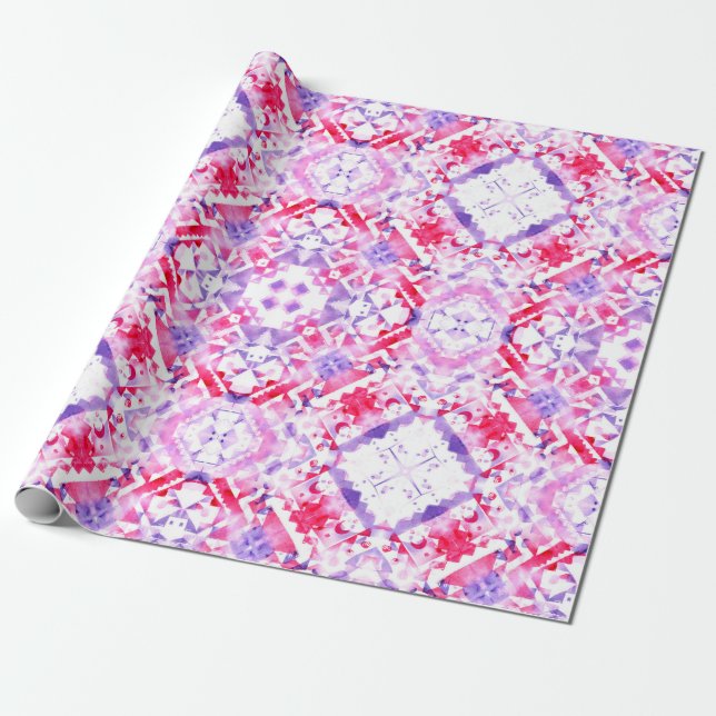 Papel De Presente Padrão tribal perfeito. Água granulada pintada à m (Desenrolado)
