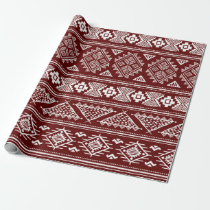 Papel De Presente Padrão tribal vintage de ilustração sem descont