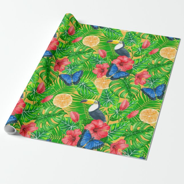 Papel De Presente Padrão tropical (Desenrolado)