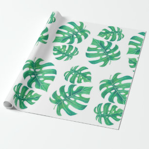 Papel De Presente Padrão tropical com folhas de monstera
