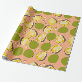 Papel De Presente Padrão Tropical de Colza de Verão - Fruta exótica