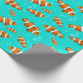 Papel De Presente Padrão Tropical de Palhaço e Bolhas