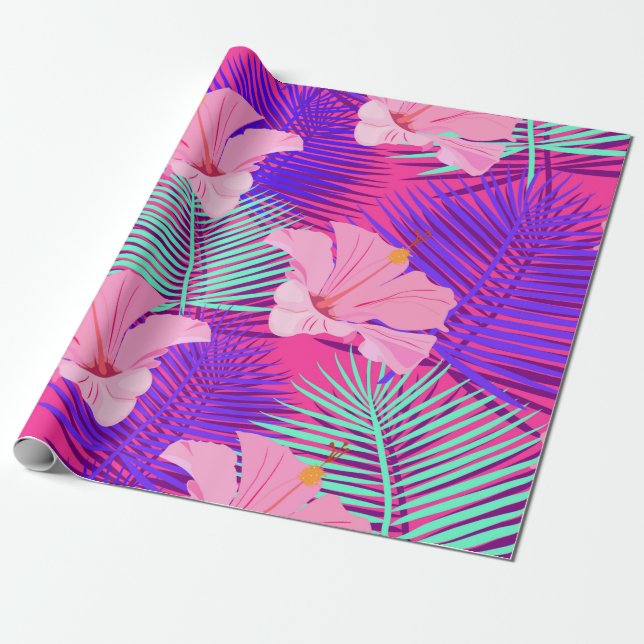 Papel De Presente Padrão tropical, exótico, sem soldadura, com pássa (Desenrolado)