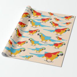 Papel De Presente Padrão Tropical Macaw Colorida
