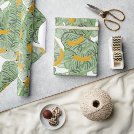 Papel De Presente Padrão tropical moderno de banana verde