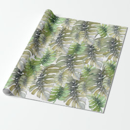 Papel De Presente Padrão Tropical Monstera Palm Pastel