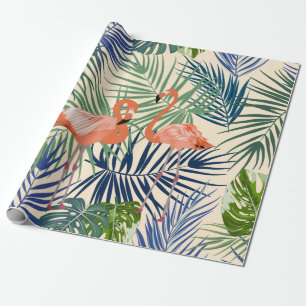 Papel De Presente Padrão tropical perfeita com flamingo. Botany de