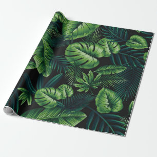 Papel De Presente Padrão tropical preto
