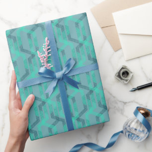 Papel De Presente Padrão turquesa néon em fundo cinza.