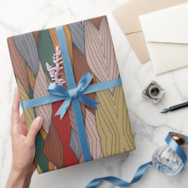 Papel De Presente Padrão único ondulado com cor laranja rosa verde