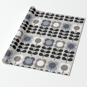 Papel De Presente padrão uniforme de abstrato floral. Estilo nórdi