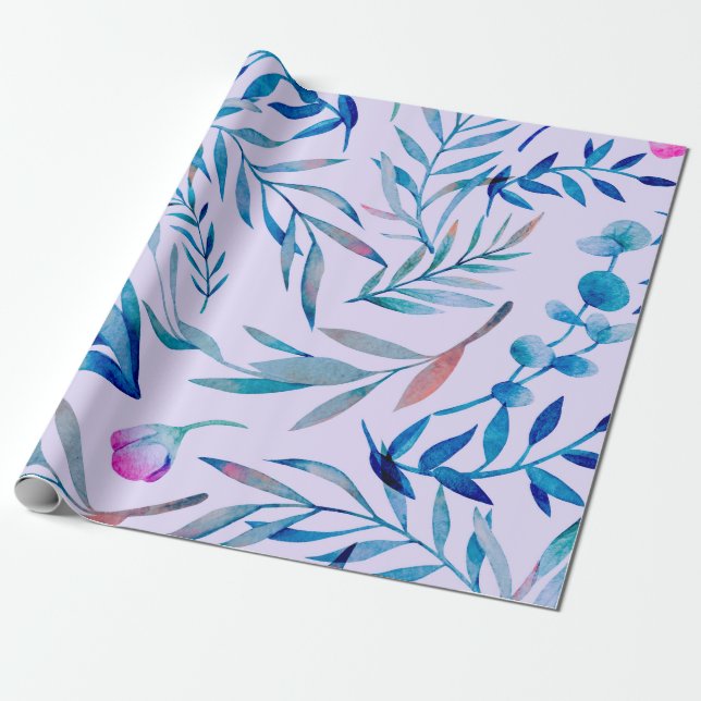 Papel De Presente Padrão uniforme de aquarela. Ornamento botânico. L (Desenrolado)