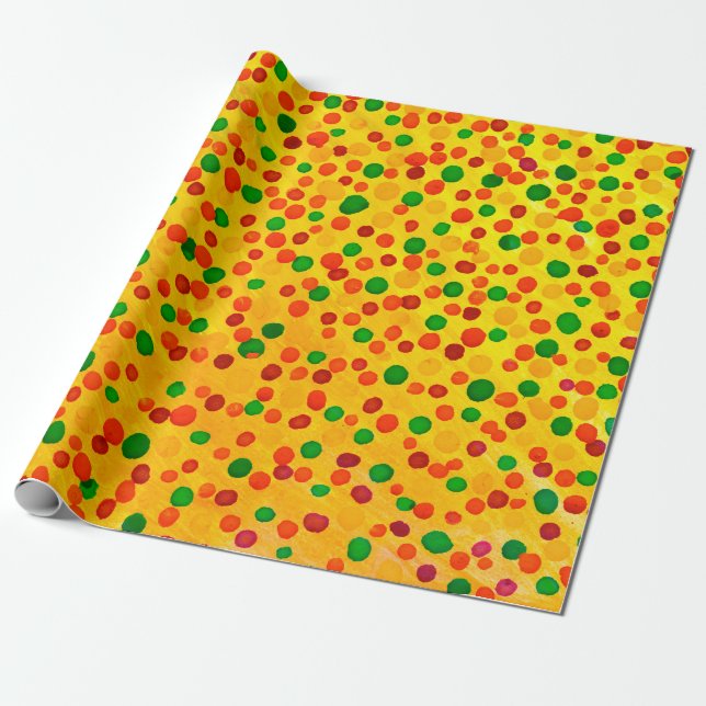 Papel De Presente padrão uniforme de cores d'água do Bolinhas (Desenrolado)