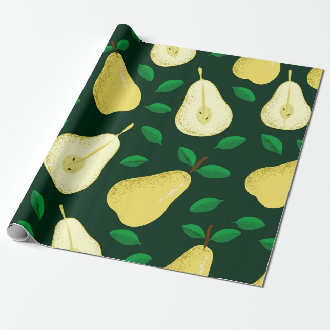 Papel De Presente Padrão uniforme de frutas de Pear (Desenrolado)