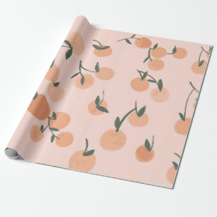 Papel De Presente Padrão uniforme de frutas laranja de aquarela