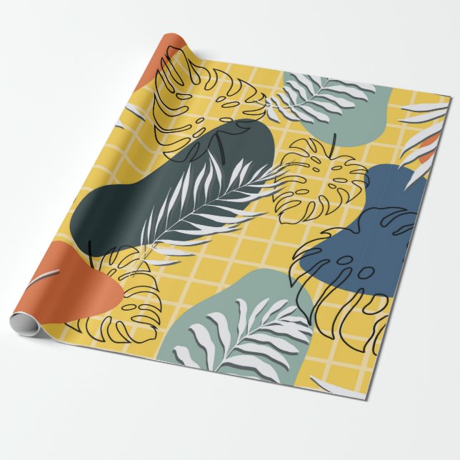 Papel De Presente Padrão uniforme de memphis de verão,abstrato (Desenrolado)
