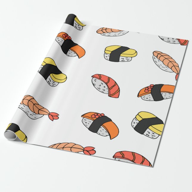 Papel De Presente padrão uniforme de Sushi (Desenrolado)